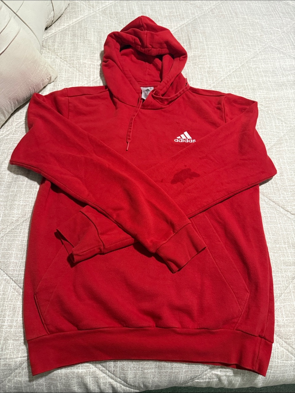 adidas Red Pullover Hoodie with White Logo